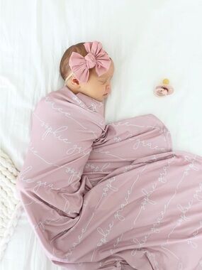 Caden Lane NEW IN PACKAGE mauve personalized swaddle blanket with name “Jane”